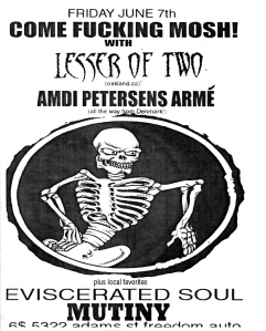 Lesser of Two, Amdi Petersens Arme, Mutiny, and Eviscerated Soul at Freedom Auto
